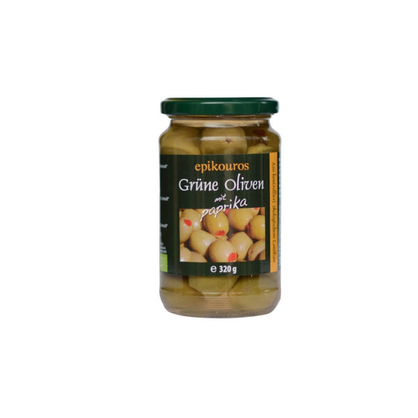 Bio-Grüne Oliven mit Paprika